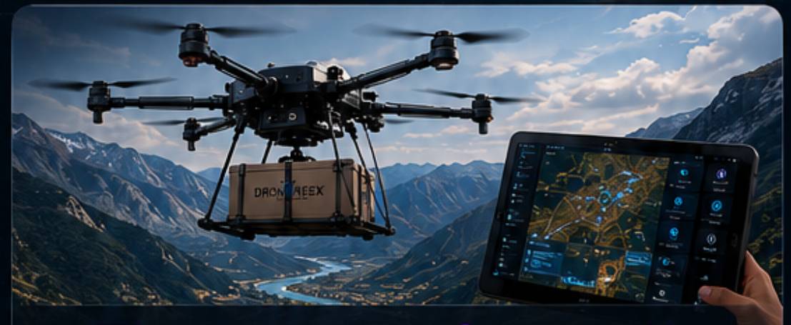 Drones carga en acción